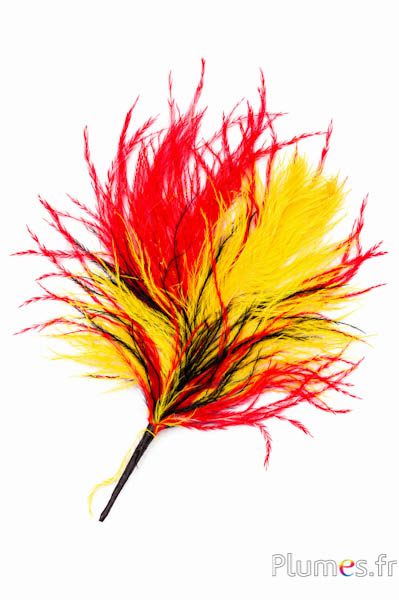 Pennacchio struzzo - altezza 20-23 cm - nero-rosso-giallo